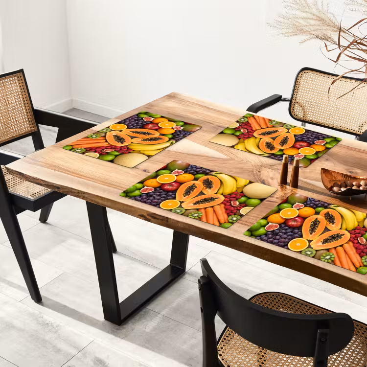 Placemat - 6 stuks - Eten - Fruit - Groenten - Vers - Kleurrijk — 4