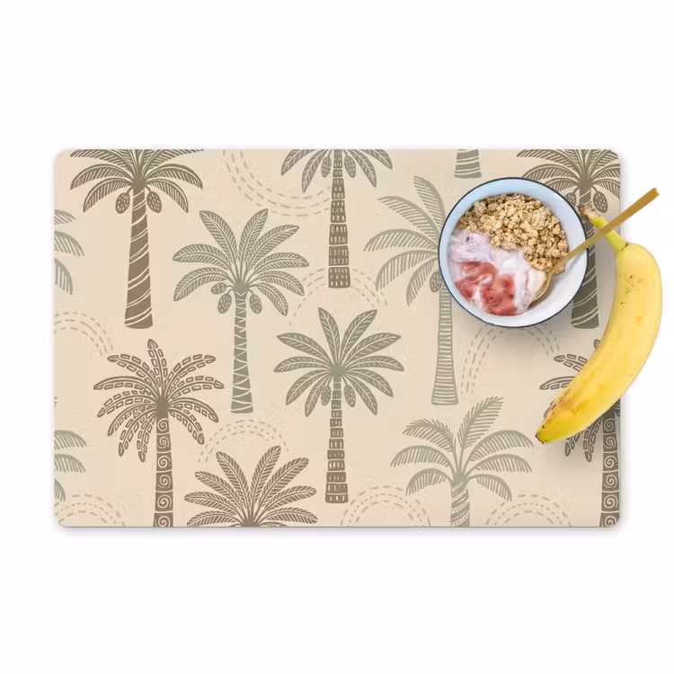 Placemat - 6 stuks - Palmbomen - Patroon - Tropisch - Beige — 1