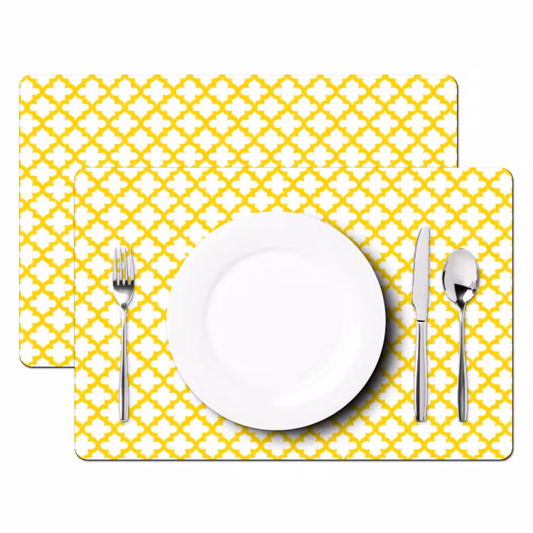 Placemat - 6 stuks - Patroon - Geometrisch - Klassiek - Geel — 2