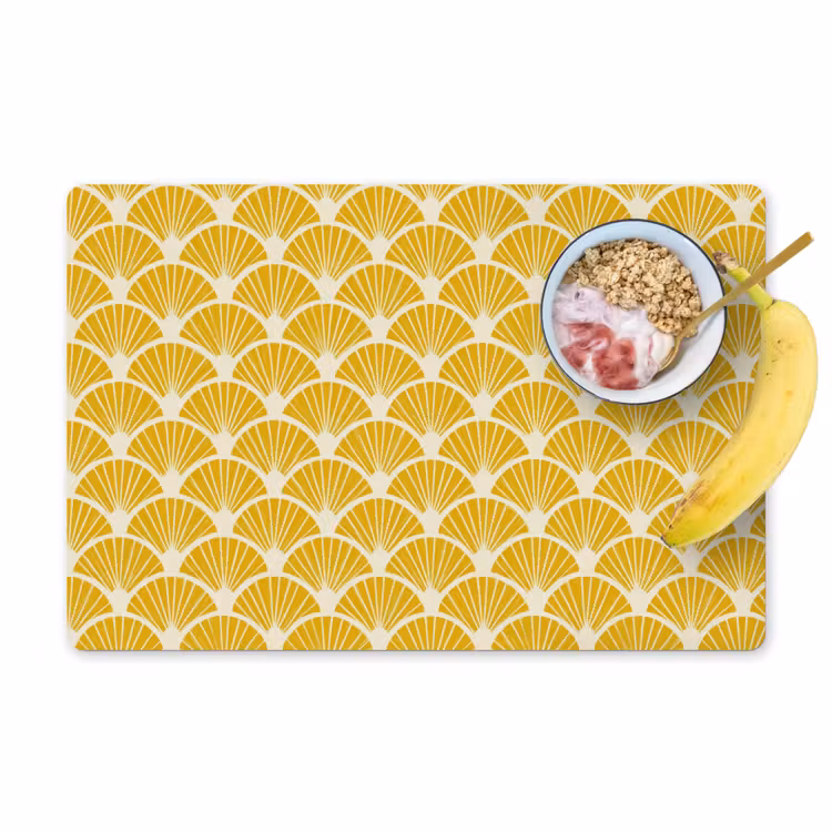 Placemat - 6 stuks - Waaiers - Art Deco - Retro - Okergeel — 1