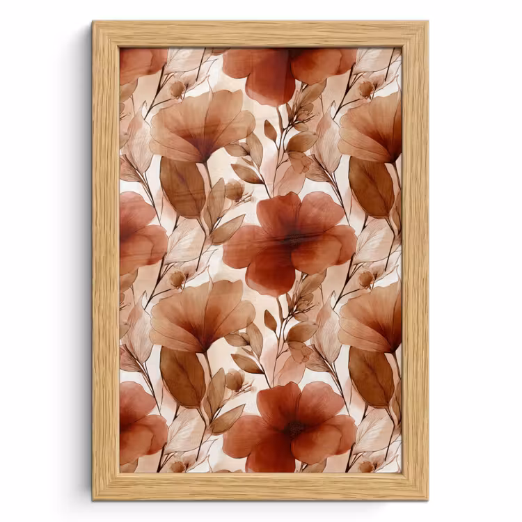 Poster met lijst - Bloemen - Aquarel - Botanisch - Terracotta — 1