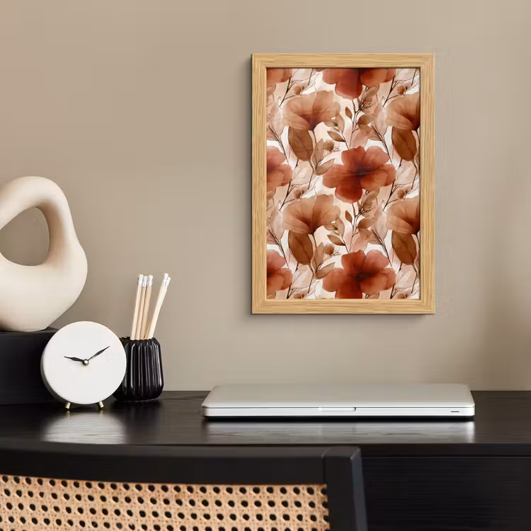 Poster met lijst - Bloemen - Aquarel - Botanisch - Terracotta — 2