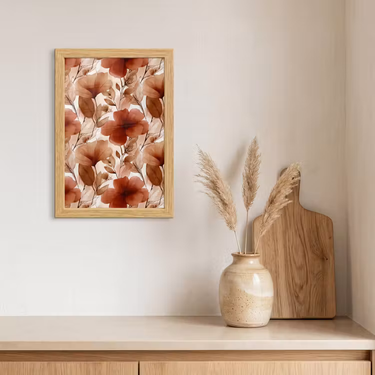 Poster met lijst - Bloemen - Aquarel - Botanisch - Terracotta — 3