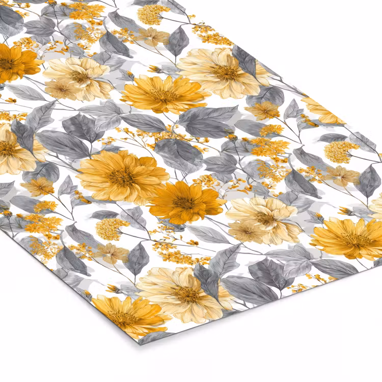 Poster met lijst - Bloemen - Botanisch - Elegant - Okergeel - Grijs — 7