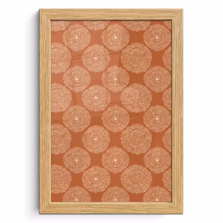 Poster met lijst - Cirkels - Grafisch - Patroon - Terracotta — 1