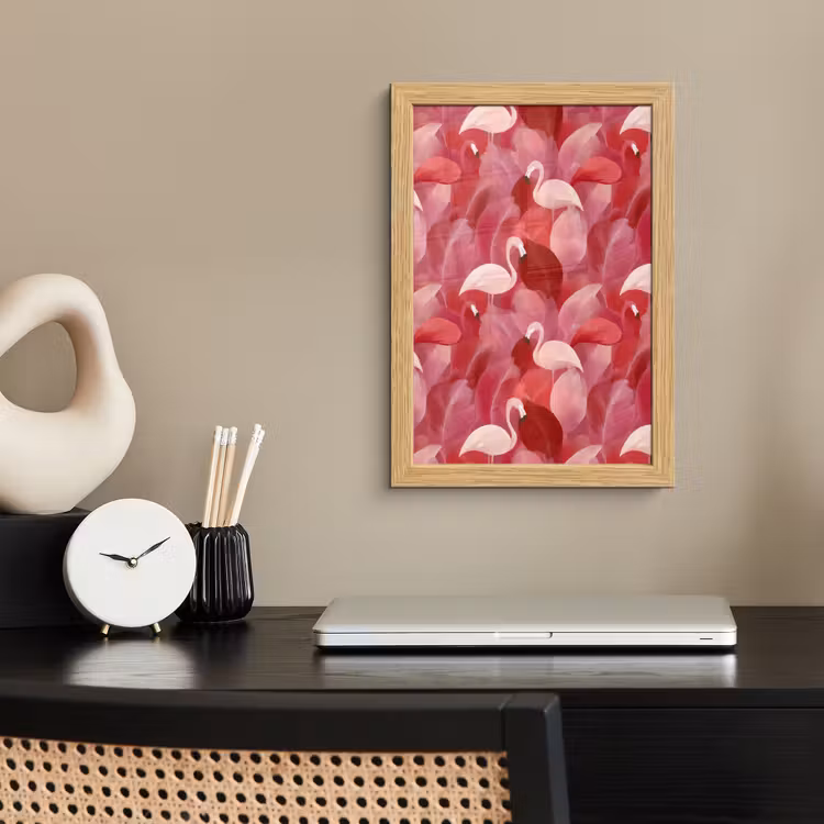 Poster met lijst - Flamingo - Botanisch - Elegant - Roze - Rood — 2