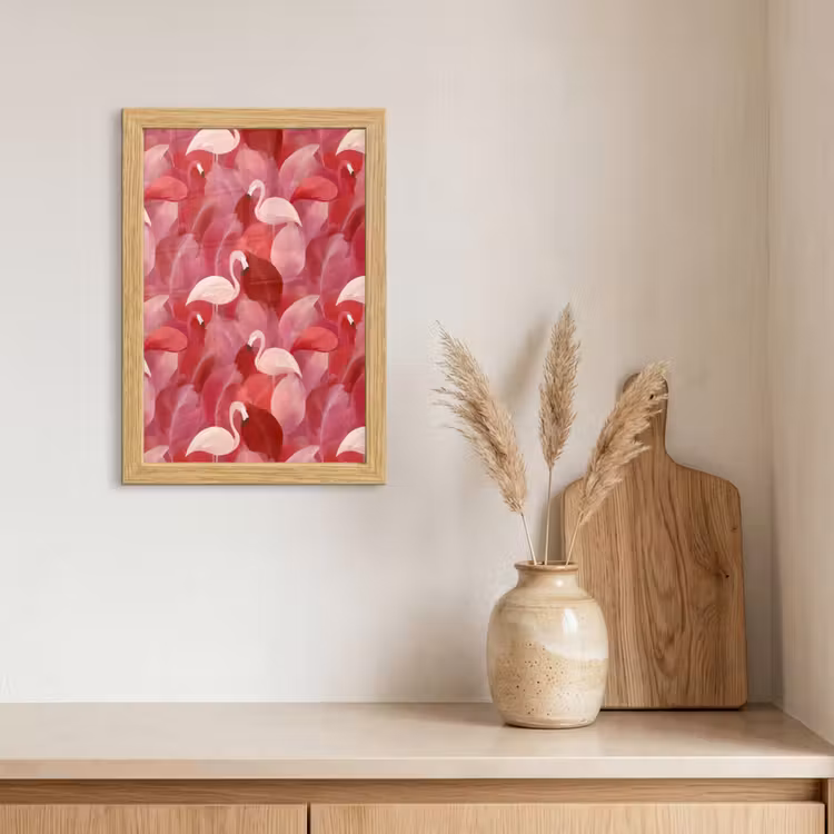 Poster met lijst - Flamingo - Botanisch - Elegant - Roze - Rood — 3