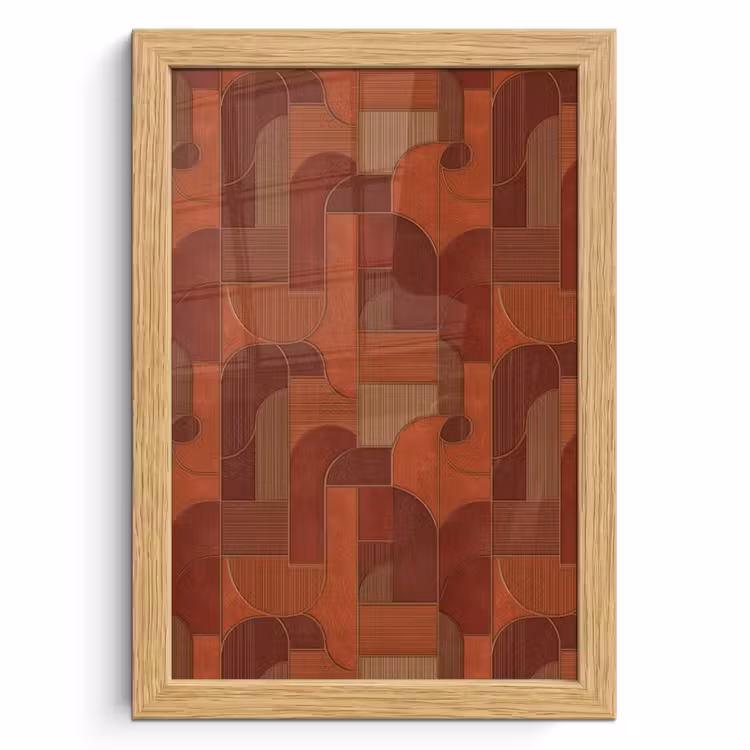 Poster met lijst - Geometrisch - Abstract - Textuur - Bruin — 1