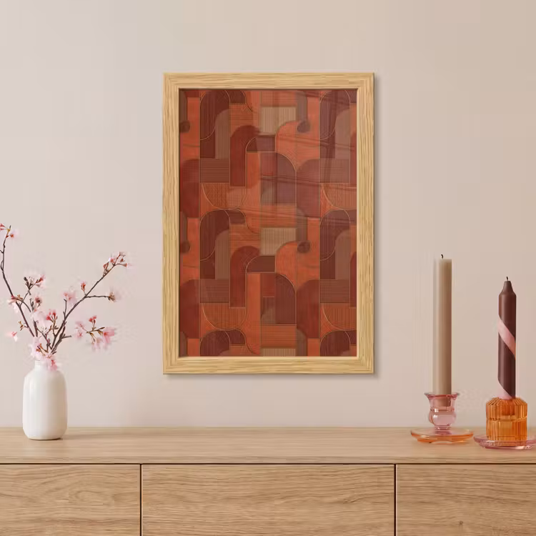 Poster met lijst - Geometrisch - Abstract - Textuur - Bruin — 5