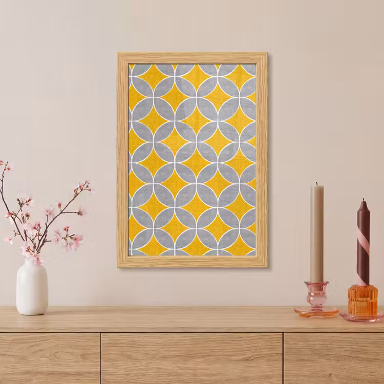 Poster met lijst - Geometrisch - Cirkels - Textuur - Grijs - Geel — 5