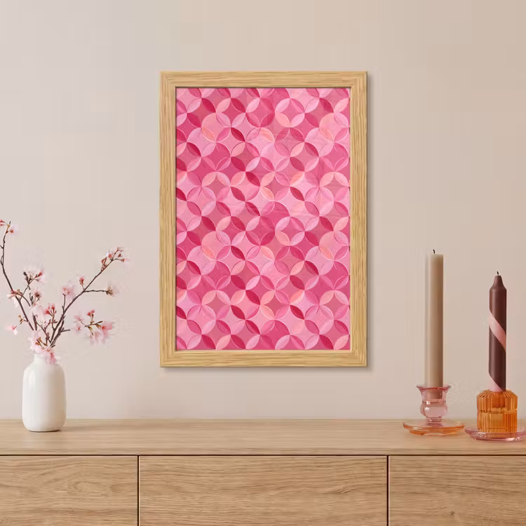 Poster met lijst - Geometrisch - Mozaïek - Modern - Roze — 5