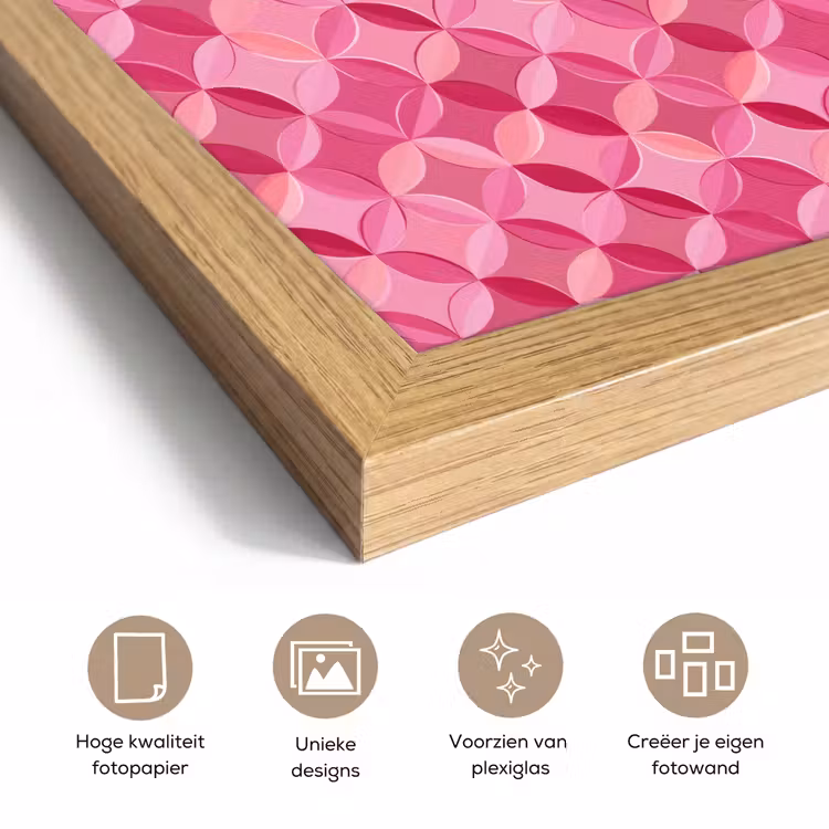 Poster met lijst - Geometrisch - Mozaïek - Modern - Roze — 6