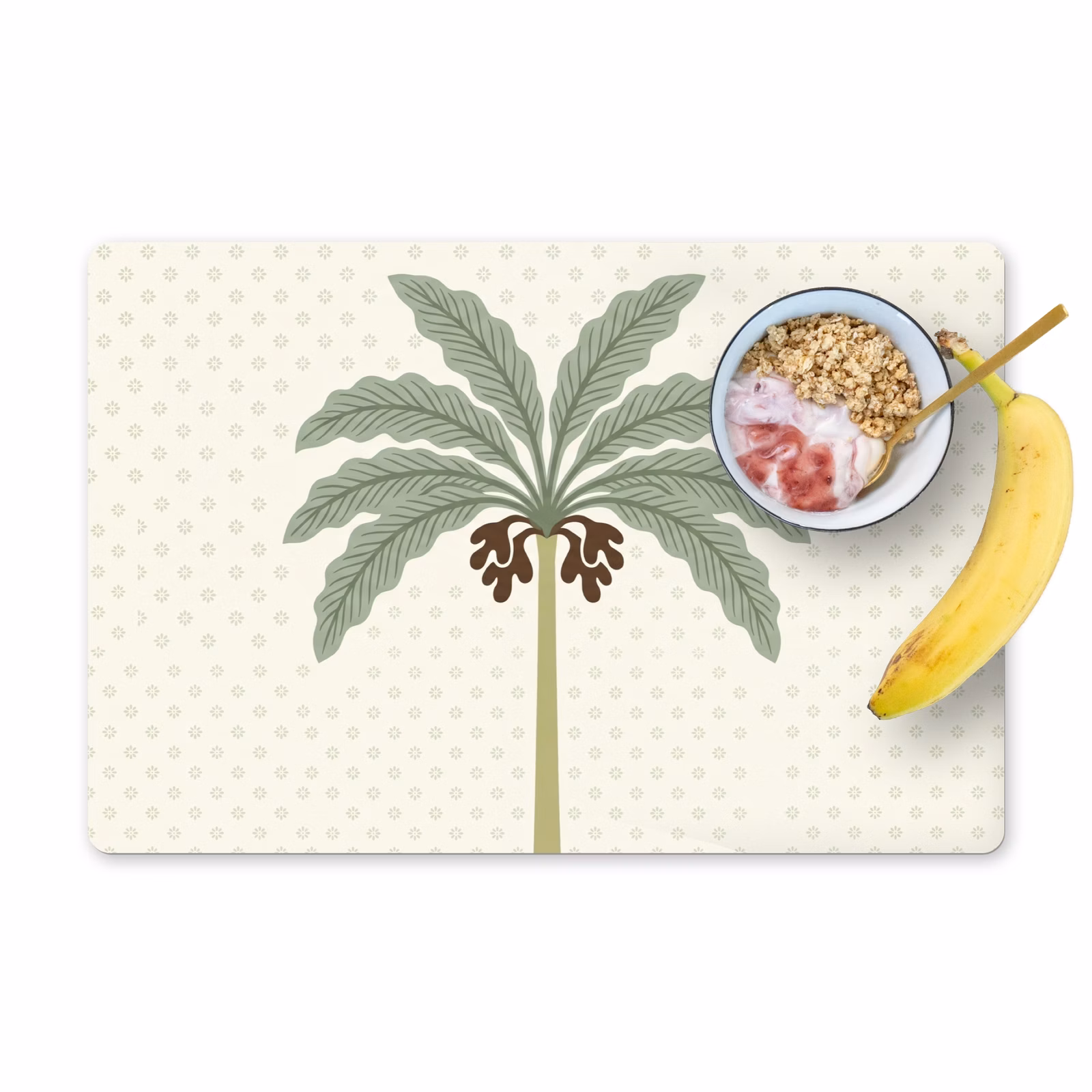 Placemat - 6 stuks - Boom - Bladeren - Groen - Decoratief - Beige — 1