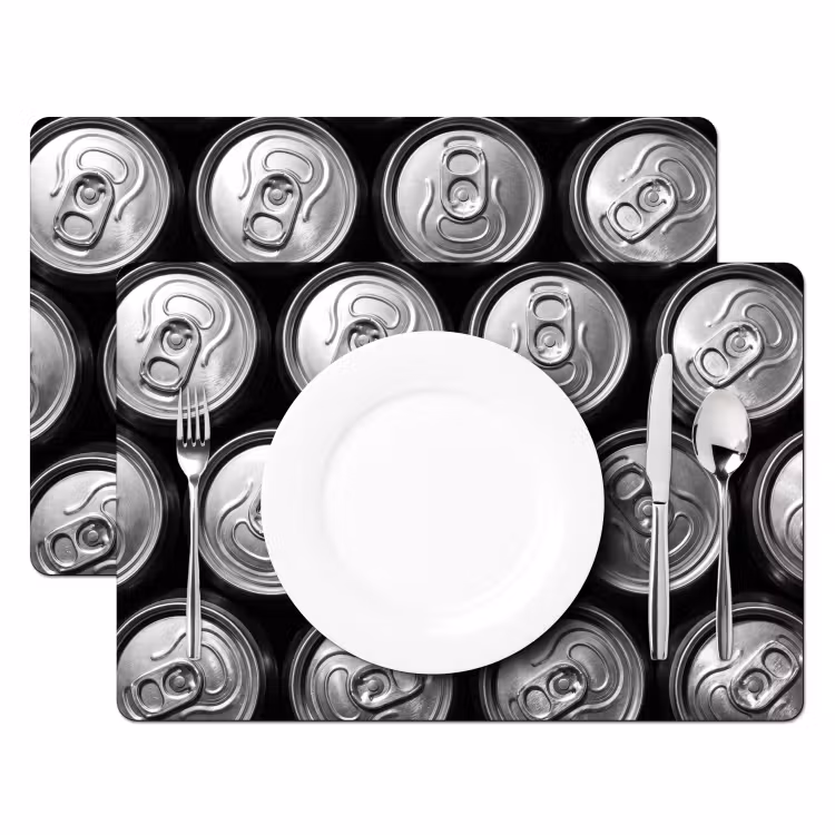 Placemat - 6 stuks - Blikjes - Aluminium - Patroon - Industrieel - Zilver — 2
