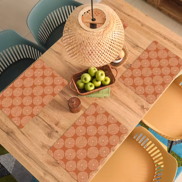 Placemat - 6 stuks - Cirkels - Grafisch - Patroon - Terracotta — 3
