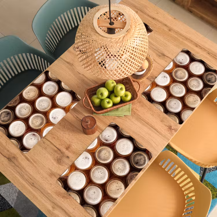 Placemat - 6 stuks - Eten - Glazen - Drank - Patroon - Bruin — 3