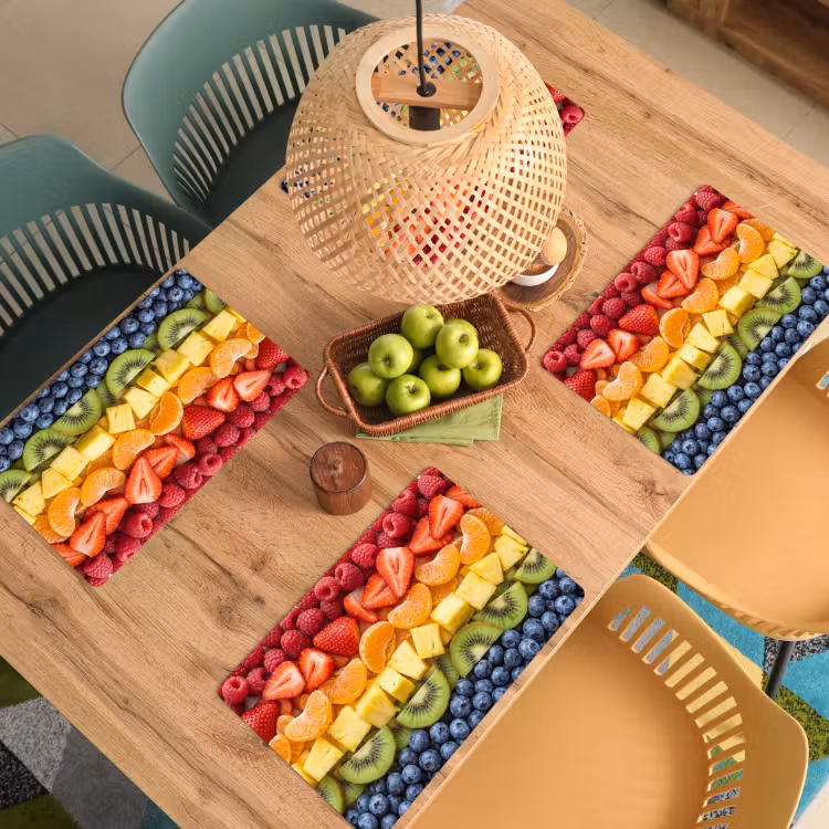 Placemat - 6 stuks - Fruit - Regenboog - Gezond - Kleurrijk — 3