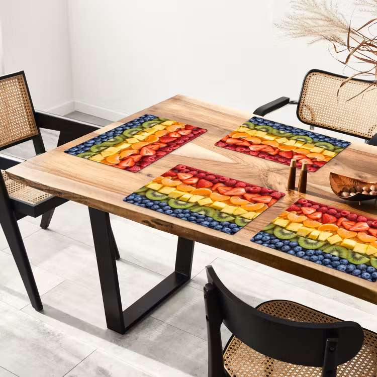 Placemat - 6 stuks - Fruit - Regenboog - Gezond - Kleurrijk — 4