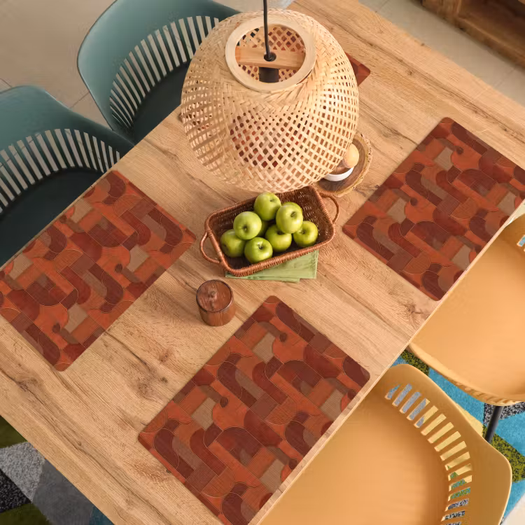 Placemat - 6 stuks - Geometrisch - Abstract - Textuur - Bruin — 3