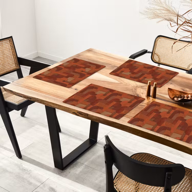 Placemat - 6 stuks - Geometrisch - Abstract - Textuur - Bruin — 4
