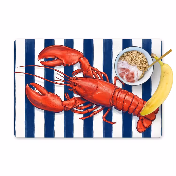 Placemat - 6 stuks - Schaaldier - Kreeft - Marine - Illustratie - Rood — 1