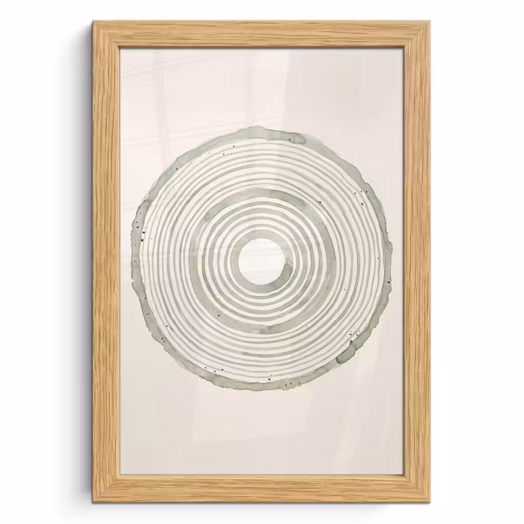 Poster met lijst - Abstractie - Cirkels - Waterverf - Groen - Modern — 1