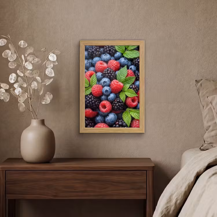 Poster met lijst - Bessen - Vers - Waterdruppels - Kleurrijk - Eten — 4