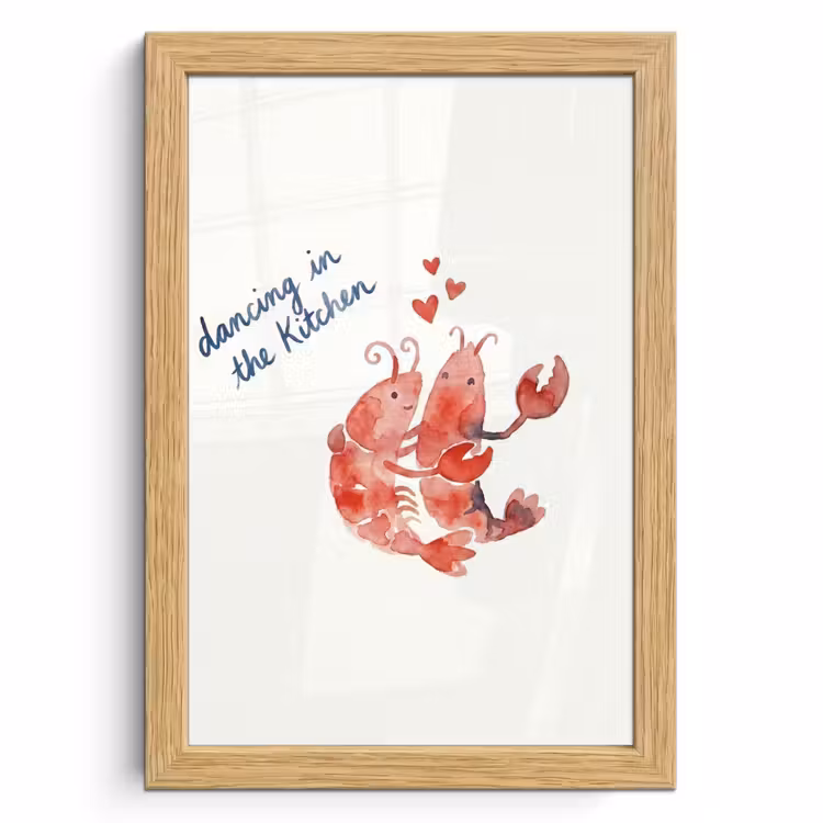 Poster met lijst - Dier - Dans - Liefde - Waterverf - Rood — 1