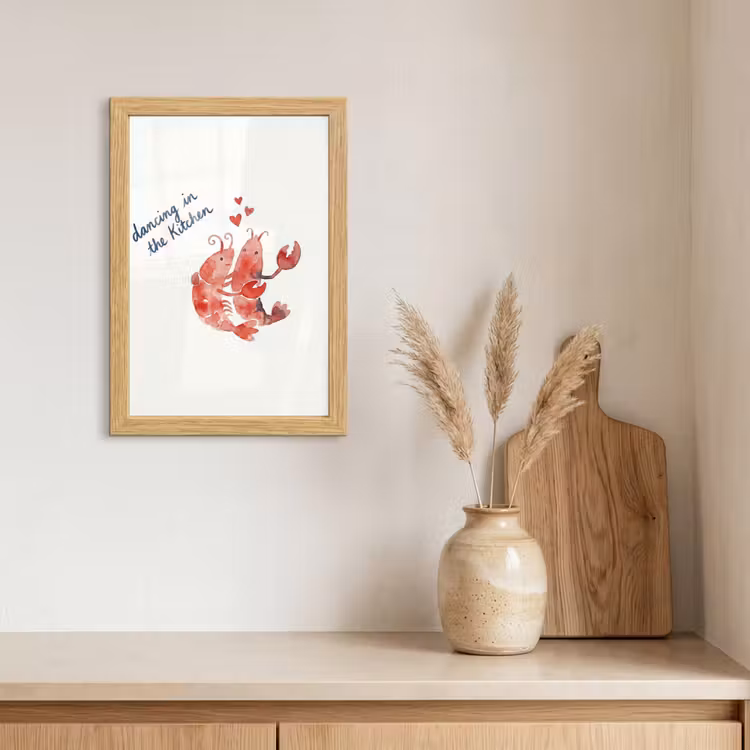 Poster met lijst - Dier - Dans - Liefde - Waterverf - Rood — 3
