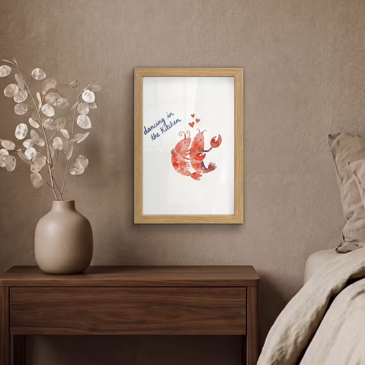 Poster met lijst - Dier - Dans - Liefde - Waterverf - Rood — 4