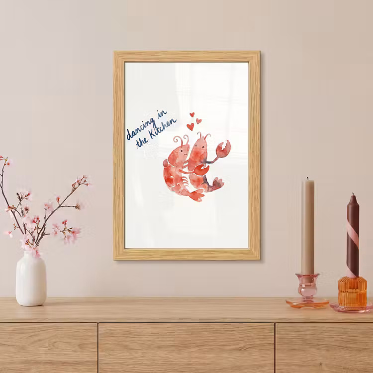 Poster met lijst - Dier - Dans - Liefde - Waterverf - Rood — 5