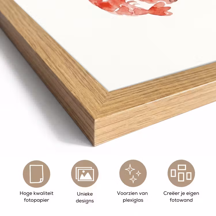 Poster met lijst - Dier - Dans - Liefde - Waterverf - Rood — 6