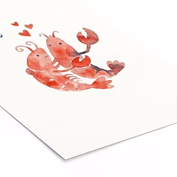 Poster met lijst - Dier - Dans - Liefde - Waterverf - Rood — 7