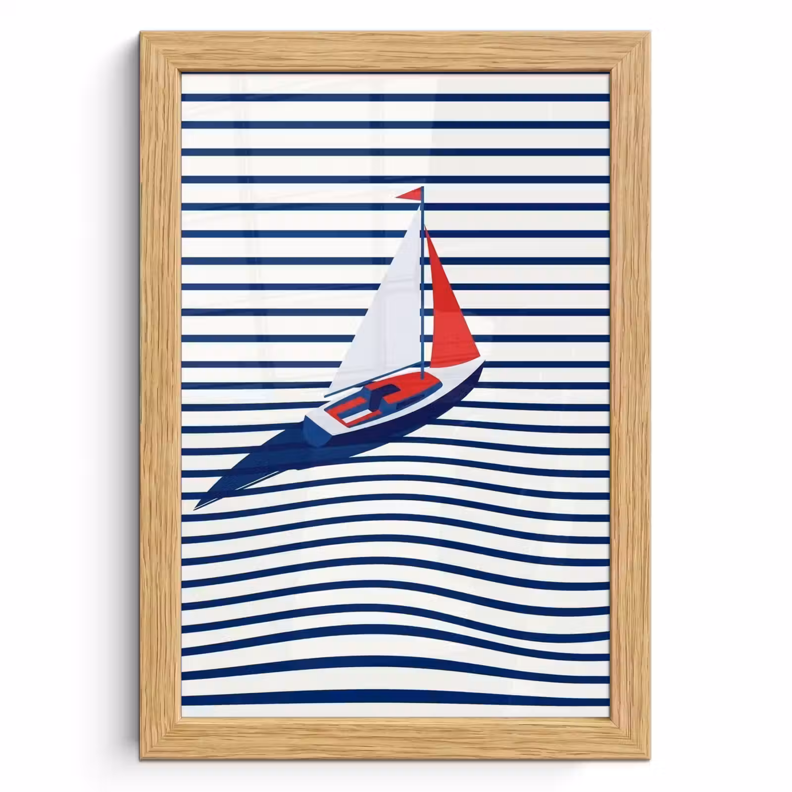 Poster met lijst - Boot - Water - Abstract - Blauw — 1