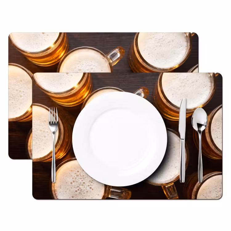 Placemat - 6 stuks - Bier - Glazen - Schuim - Hout - Drank — 2