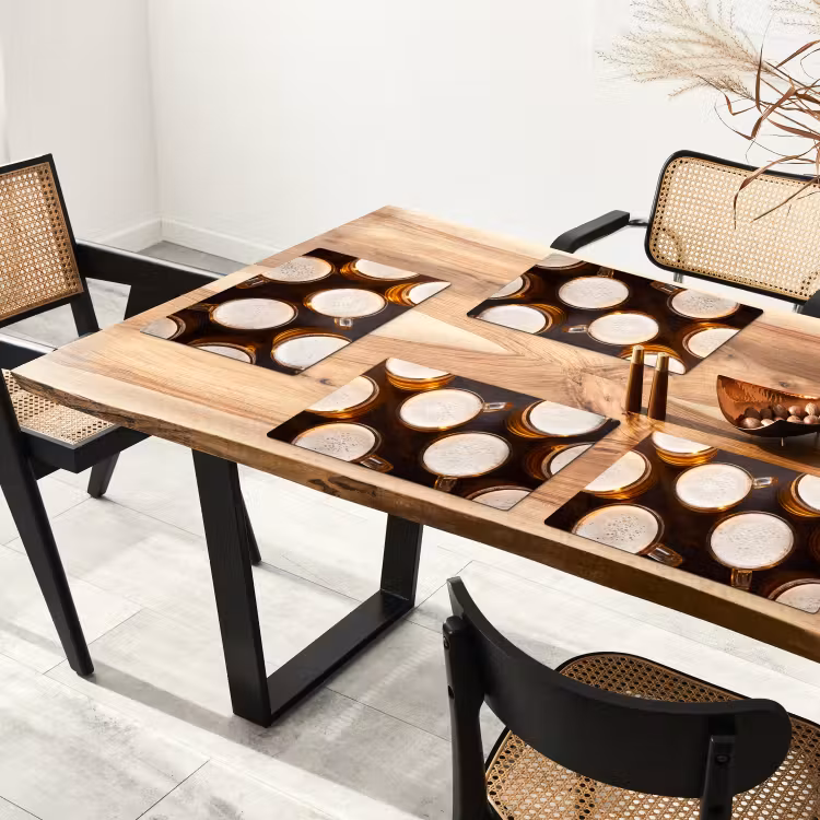 Placemat - 6 stuks - Bier - Glazen - Schuim - Hout - Drank — 4