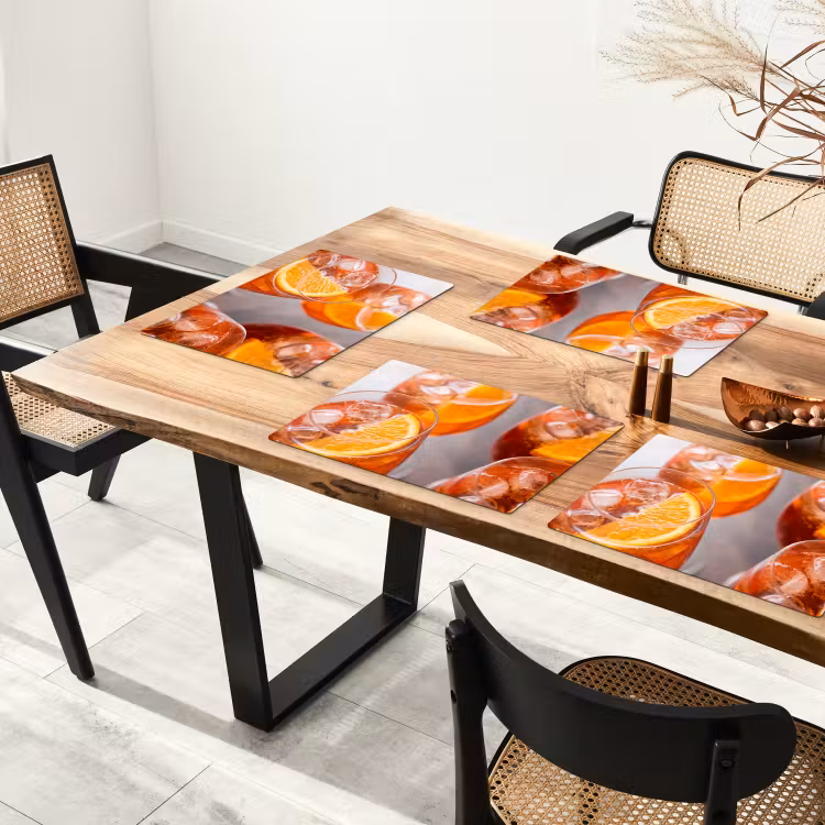 Placemat - 6 stuks - Drank - Sinaasappel - IJs - Zomer - Oranje — 4