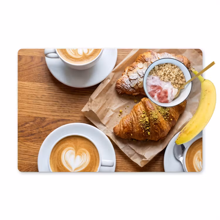 Placemat - 6 stuks - Eten - Croissant - Koffie - Ontbijt - Modern — 1