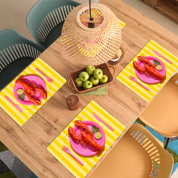 Placemat - 6 stuks - Eten - Roze - Geel - Modern - Culinaire — 3