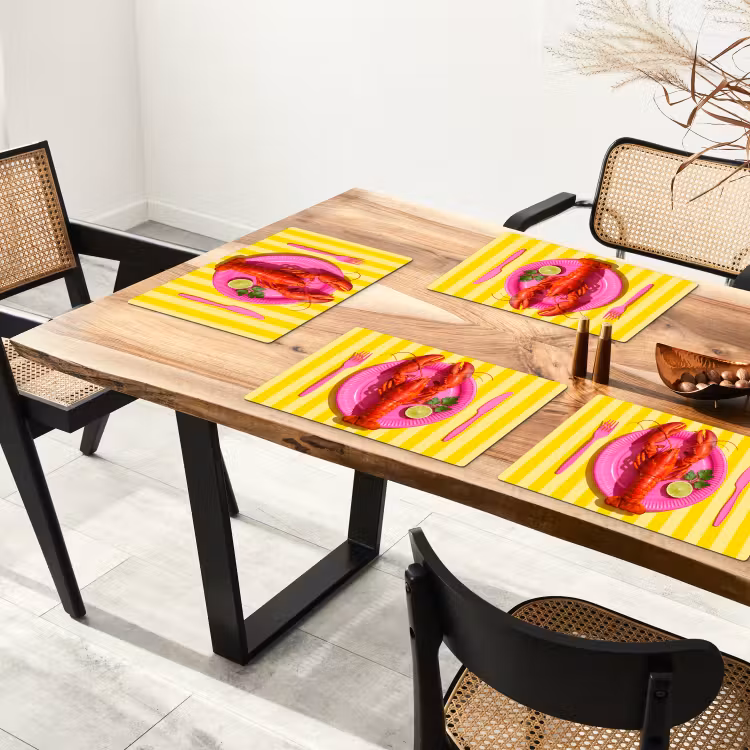 Placemat - 6 stuks - Eten - Roze - Geel - Modern - Culinaire — 4