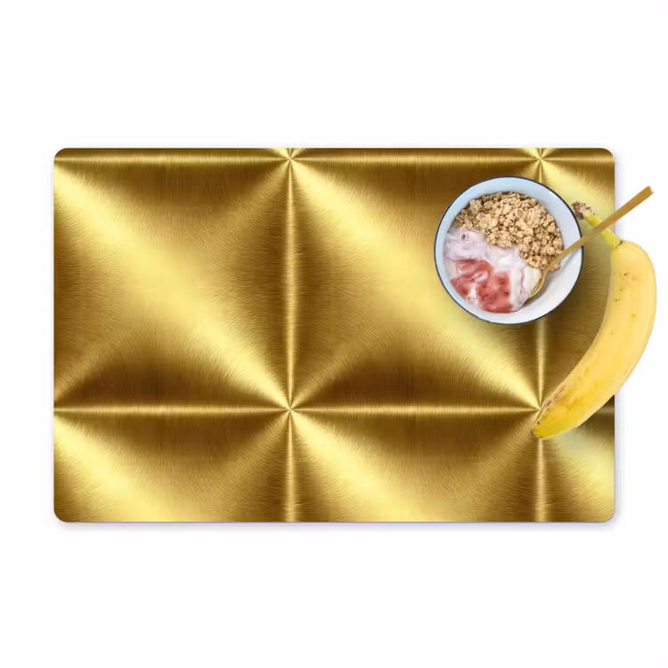 Placemat - 6 stuks - Textuur - Geborsteld Goud - Industrieel - Metallic — 1