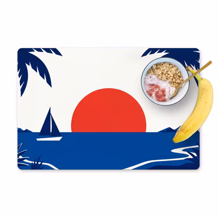 Placemat - 6 stuks - Zonsondergang - Zee - Palmboom - Tropisch - Modern — 1