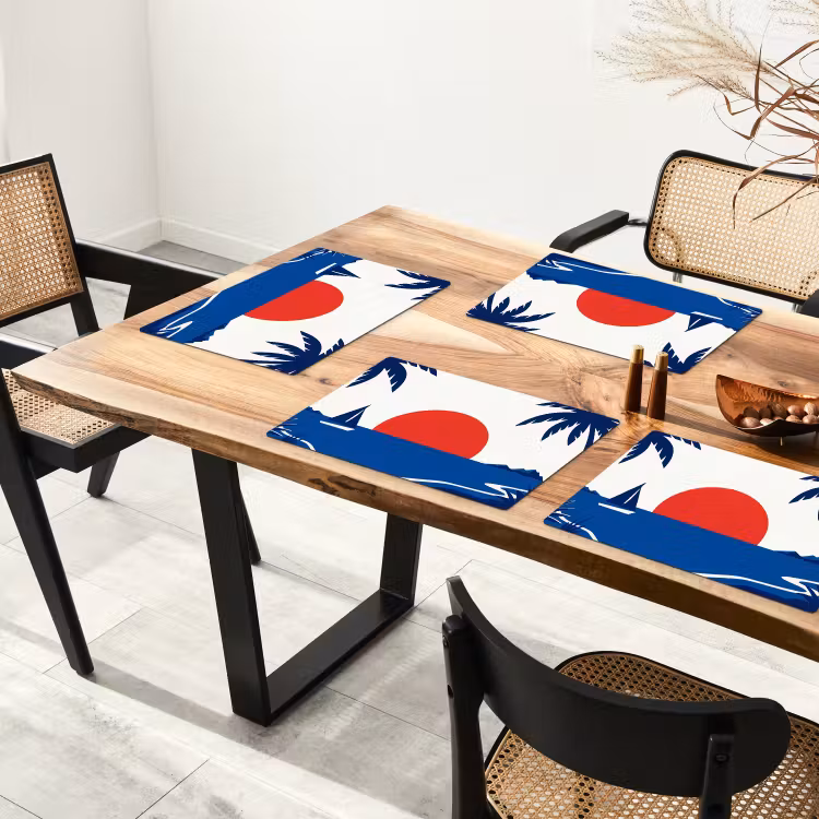 Placemat - 6 stuks - Zonsondergang - Zee - Palmboom - Tropisch - Modern — 4