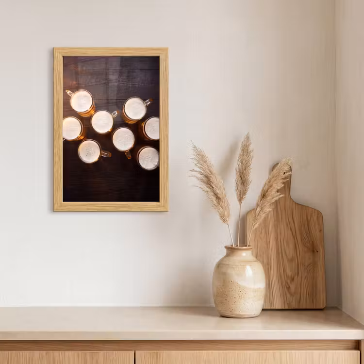 Poster met lijst - Bier - Glazen - Schuim - Hout - Drank — 3