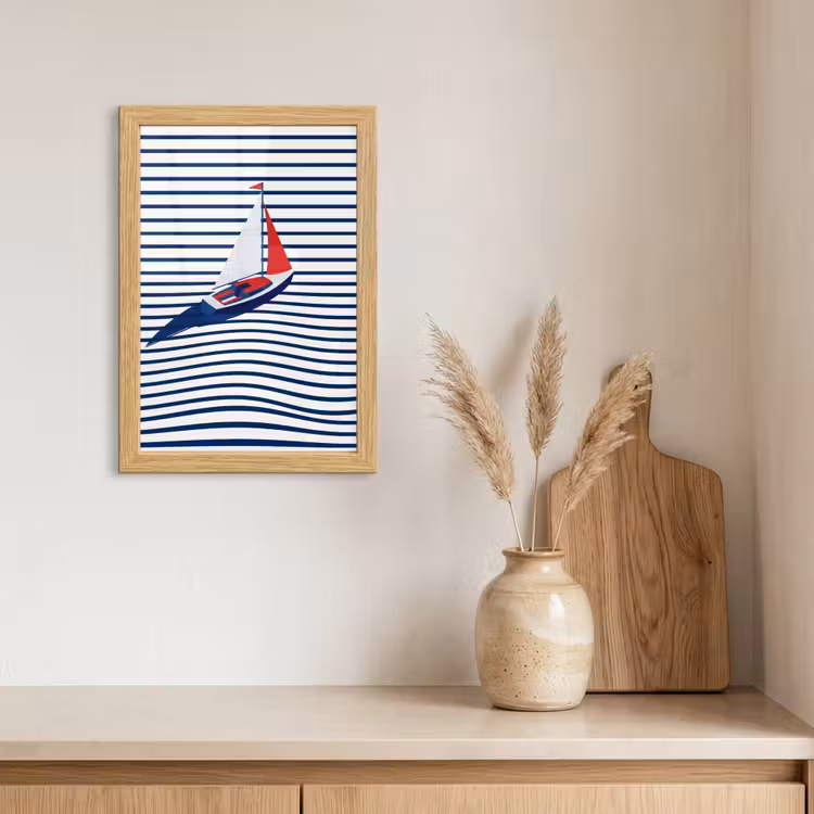 Poster met lijst - Boot - Water - Abstract - Blauw — 3