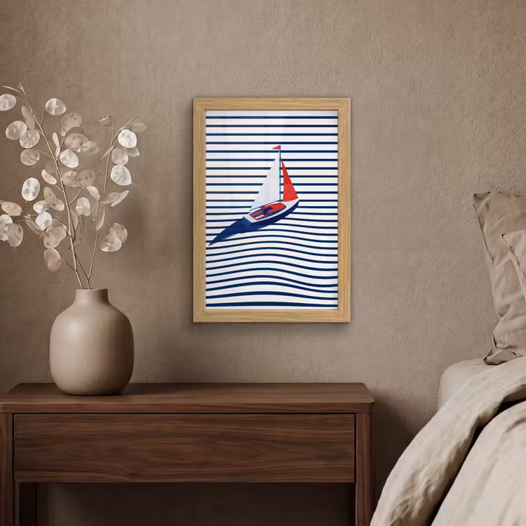 Poster met lijst - Boot - Water - Abstract - Blauw — 4