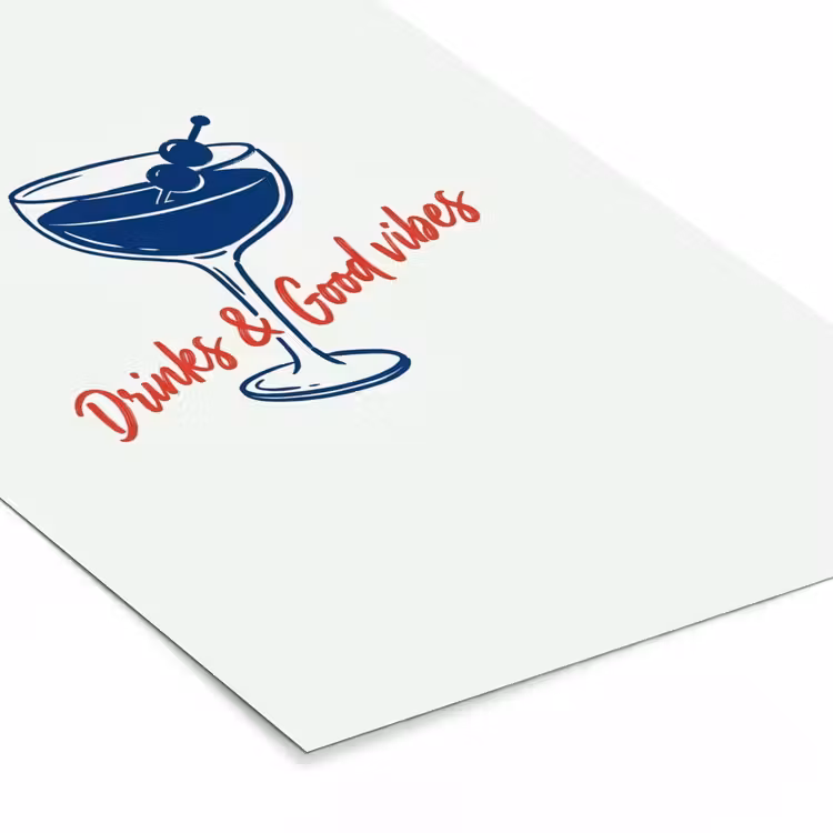 Poster met lijst - Cocktail - Glas - Illustratie - Blauw - Wit — 7