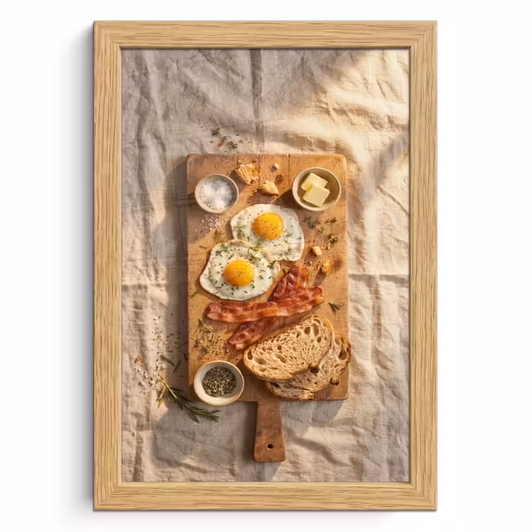 Poster met lijst - Eten - Ontbijt - Hout - Rustiek - Geel — 1