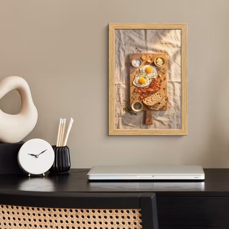 Poster met lijst - Eten - Ontbijt - Hout - Rustiek - Geel — 2