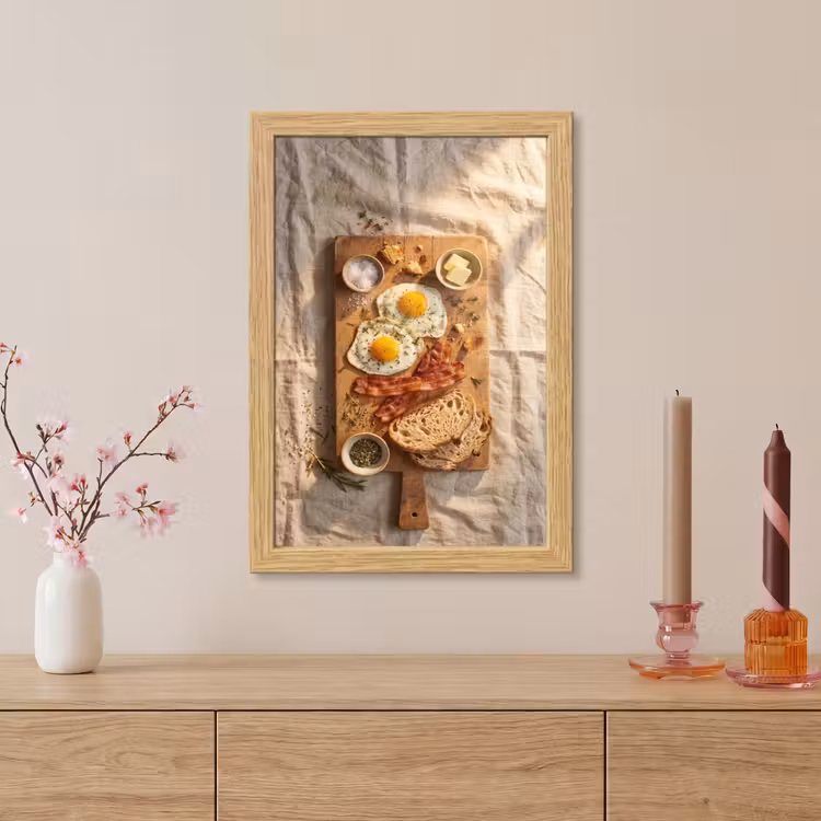 Poster met lijst - Eten - Ontbijt - Hout - Rustiek - Geel — 5